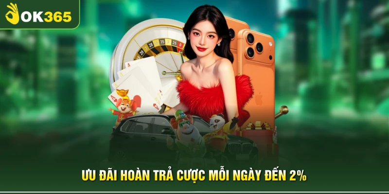 Ưu đãi hoàn trả cược mỗi ngày đến 2%